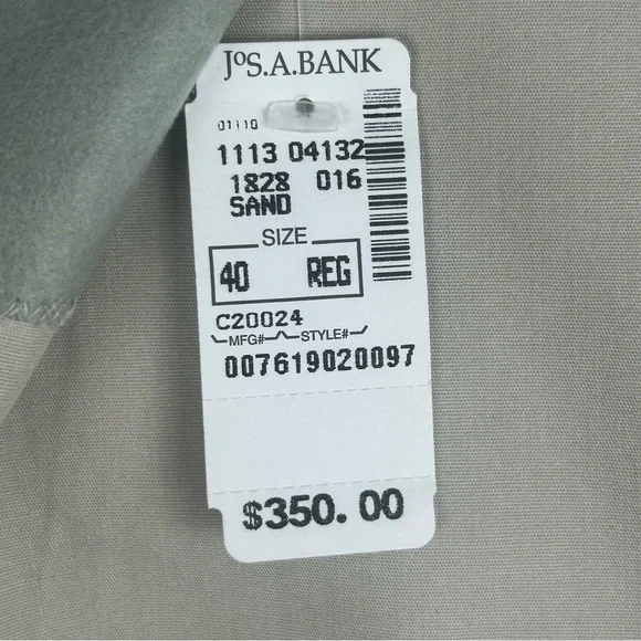 NWT JOSEPH A. BANK Sand Suit 40R Jacket/34W Pants Cotton Blend Preppy Classic